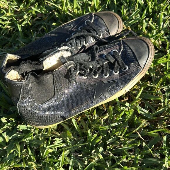 Golden Goose Navy/Black Sequin Hi Top Sneaker No BOX - Authetic Sneaker - Picture 8 of 9